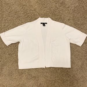 89th & Madison XL White Short-Sleeve Cardigan